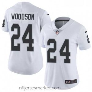 Irresistible Womens Nike Oakland Raiders 24 Charles Woodson Elite White NFL Jersey