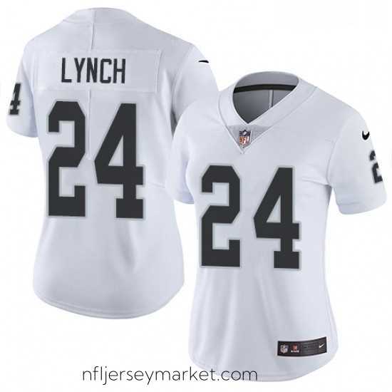 Gorgeous Womens Nike Oakland Raiders 24 Marshawn Lynch White Vapor Untouchable Limited Player NFL Jersey