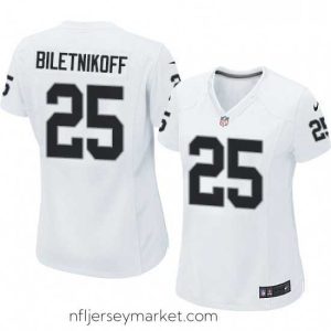 Superb Womens Nike Oakland Raiders 25 Fred Biletnikoff Game White NFL Jersey