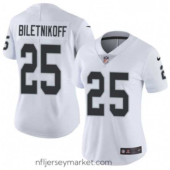 Alluring Womens Nike Oakland Raiders 25 Fred Biletnikoff White Vapor Untouchable Limited Player NFL Jersey