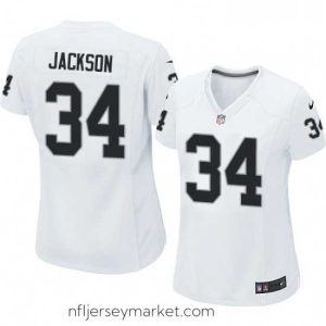 Top notch Womens Nike Oakland Raiders 34 Bo Jackson Game White NFL Jersey