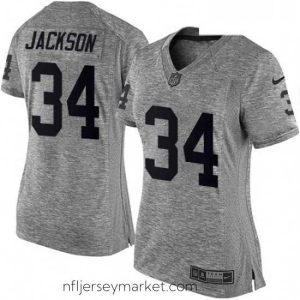 Top notch Womens Nike Oakland Raiders 34 Bo Jackson Limited Gray Gridiron NFL Jersey