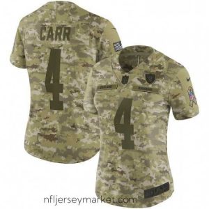 Irresistible Womens Nike Oakland Raiders 4 Derek Carr Limited Camo 2018 Salute to Service NFL Jersey