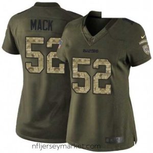 Top notch Womens Nike Oakland Raiders 52 Khalil Mack Elite Green Salute to Service NFL Jersey