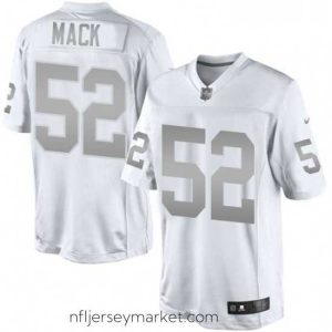 Alluring Womens Nike Oakland Raiders 52 Khalil Mack Limited White Platinum NFL Jersey