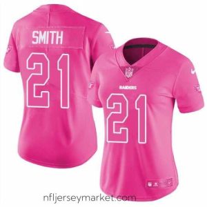 Luxurious Womens Nike Raiders #21 Sean Smith Pink  Stitched NFL Limited Rush Fashion Jersey