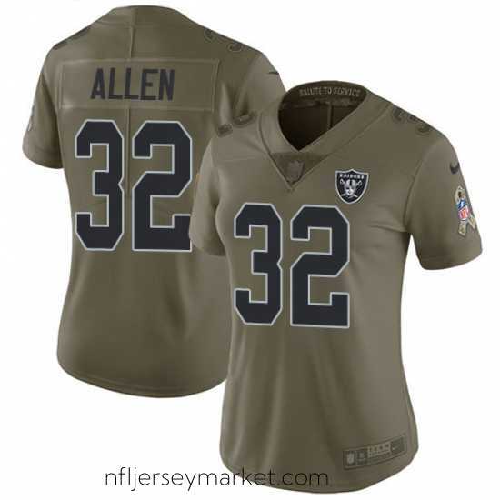 Stunning Womens Nike Raiders #32 Marcus Allen Olive Stitched NFL Limited 2017 Salute to Service Jersey