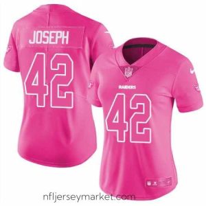 Stunning Womens Nike Raiders #42 Karl Joseph Pink  Stitched NFL Limited Rush Fashion Jersey