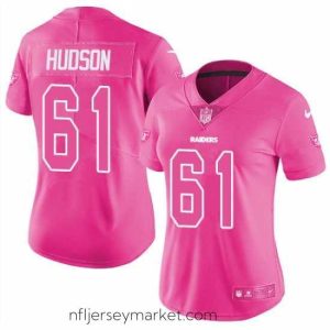 Superb Womens Nike Raiders #61 Rodney Hudson Pink  Stitched NFL Limited Rush Fashion Jersey