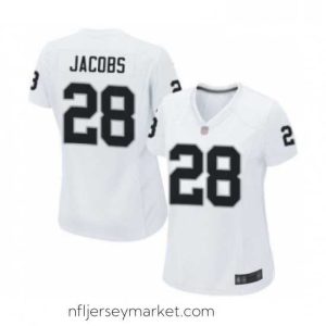 Luxurious Womens Oakland Raiders 28 Josh Jacobs Game White Football Jersey