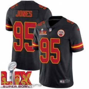 Magnificent Kansas City Chiefs Chris Jones #95 Black 2024 2025 Super Bowl LIX F.U.S.E Stitched Jersey