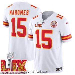 Alluring Kansas City Chiefs Patrick Mahomes #15 White 2024 2025 Super Bowl LIX F.U.S.E Stitched Jersey