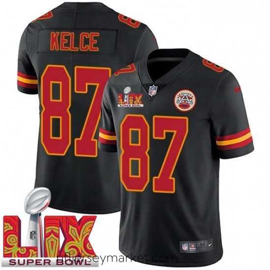 Irresistible Kansas City Chiefs Travis Kelce #87 Black 2024 2025 Super Bowl LIX F.U.S.E Stitched Jersey
