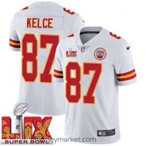 Alluring Kansas City Chiefs Travis Kelce #87 White 2024 2025 Super Bowl LIX F.U.S.E Stitched Jersey