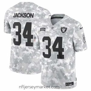 Gorgeous Las Vegas Raiders 34 Bo Jackson 2024 F.U.S.E  Arctic Camo Salute To Service Limited Stitched Football Jersey