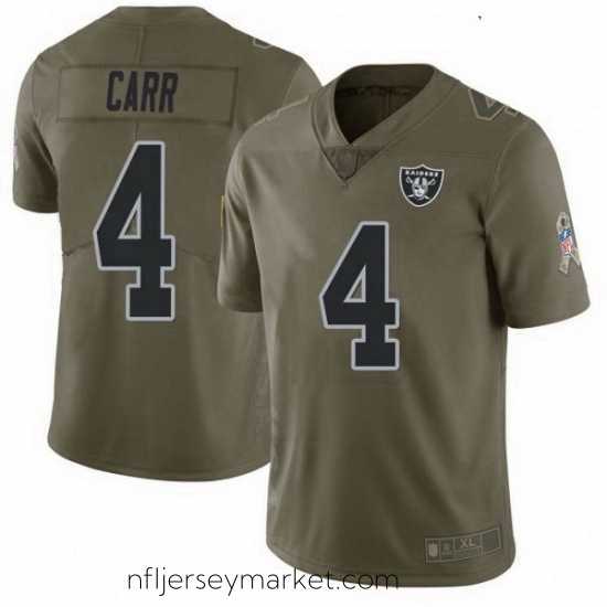 Luxurious Las Vegas Raiders 4 Derek Carr 2017 Green Salute To Service Limited Jersey