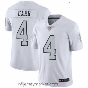 Alluring Las Vegas Raiders 4 Derek Carr White Color Rush Limited Jersey