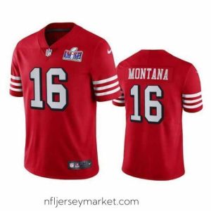 Superb NFL San Francisco 49ers 16 Joe Montana Red Throwback Vapor Untouchable Limited Stitched 2024 Super Bowl LVIII Jersey