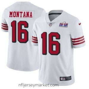 Exquisite NFL San Francisco 49ers 16 Joe Montana White Throwback Vapor Untouchable Limited Stitched 2024 Super Bowl LVIII Jersey