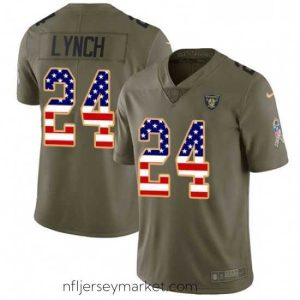 Irresistible Nike Oakland Raiders 24 Marshawn Lynch Limited OliveUSA Flag 2017 Salute to Service NFL Jersey