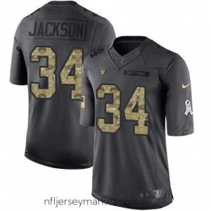 Premium Nike Oakland Raiders 34 Bo Jackson Limited Black 2016 Salute to Service NFL Jersey