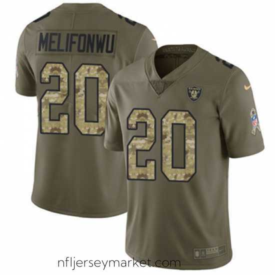 Irresistible Nike Raiders #20 Obi Melifonwu Olive Camo Stitched NFL Limited 2017 Salute to Service Jersey