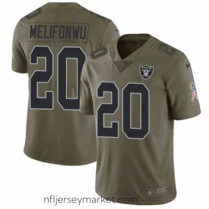 Premium Nike Raiders #20 Obi Melifonwu Olive Stitched NFL Limited 2017 Salute to Service Jersey
