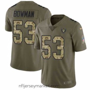 Alluring Nike Raiders #53 NaVorro Bowman Olive Camo Stitched NFL Limited 2017 Salute to Service Jersey
