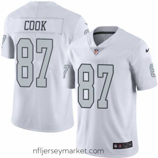 Exquisite Nike Raiders #87 Jared Cook White Stitched NFL Limited Rush Jersey