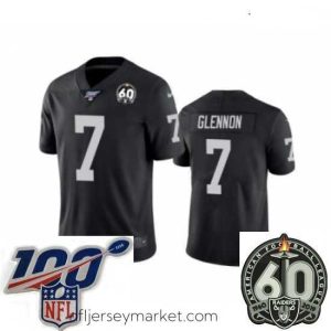 Superb Oakland Raiders #7 Mike Glennon Black 60th Anniversary Vapor Untouchable Limited Player 100th Season Football Jersey