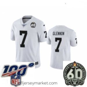 Luxurious Oakland Raiders #7 Mike Glennon White 60th Anniversary Vapor Untouchable Limited Player 100th Season Football Jersey