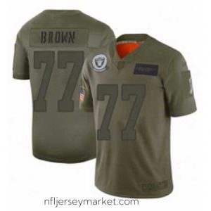 Gorgeous Oakland Raiders 77 Trent Brown Limited Camo 2019 Salute to Service Football Jersey