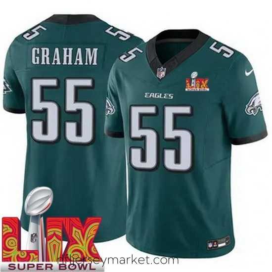 Magnificent Philadelphia Eagles Brandon Graham #55 Green 2024 2025 Super Bowl LIX F.U.S.E Stitched NFL Jersey