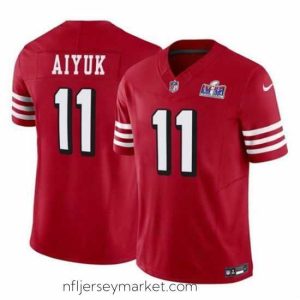 Luxurious San Francisco 49ers 11 Brandon Aiyuk Red 2023 F.U.S.E  Vapor Limited Throwback Stitched Football 2024 Super Bowl LVIII Jersey