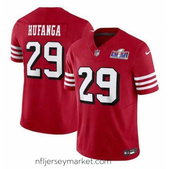 Stunning San Francisco 49ers 29 Talanoa Hufanga New Red 2023 F.U.S.E Stitched Football 2024 Super Bowl LVIII Jersey