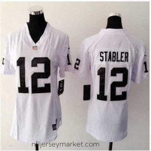 Gorgeous New Raiders #12 Kenny Stabler White NFL Elite Jersey